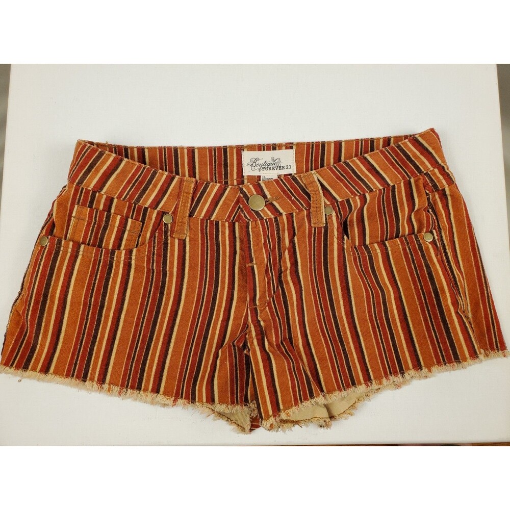 FOREVER 21 Boutique Low Rise Striped Short Cutoff Shorts Size 26- Y2K